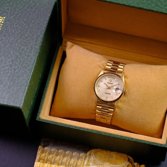 Rolex Day-Date Factory Silver Jubilee Diamond Dial Fluted Bezel 36mm Watch - Picture 1 of 11